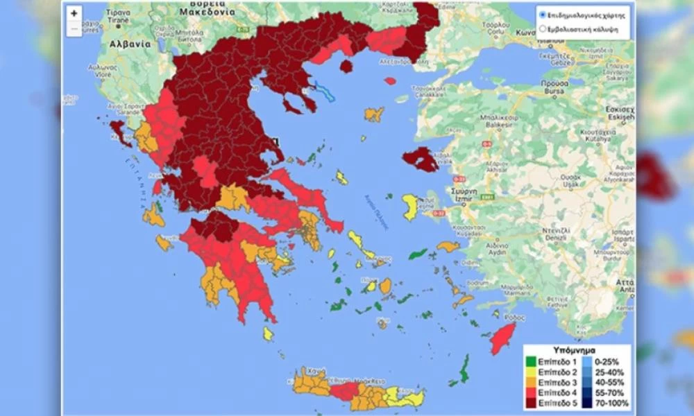 Κορονοϊός - Επιδημιολογικός χάρτης: 27 περιοχές στο «βαθύ κόκκινο»